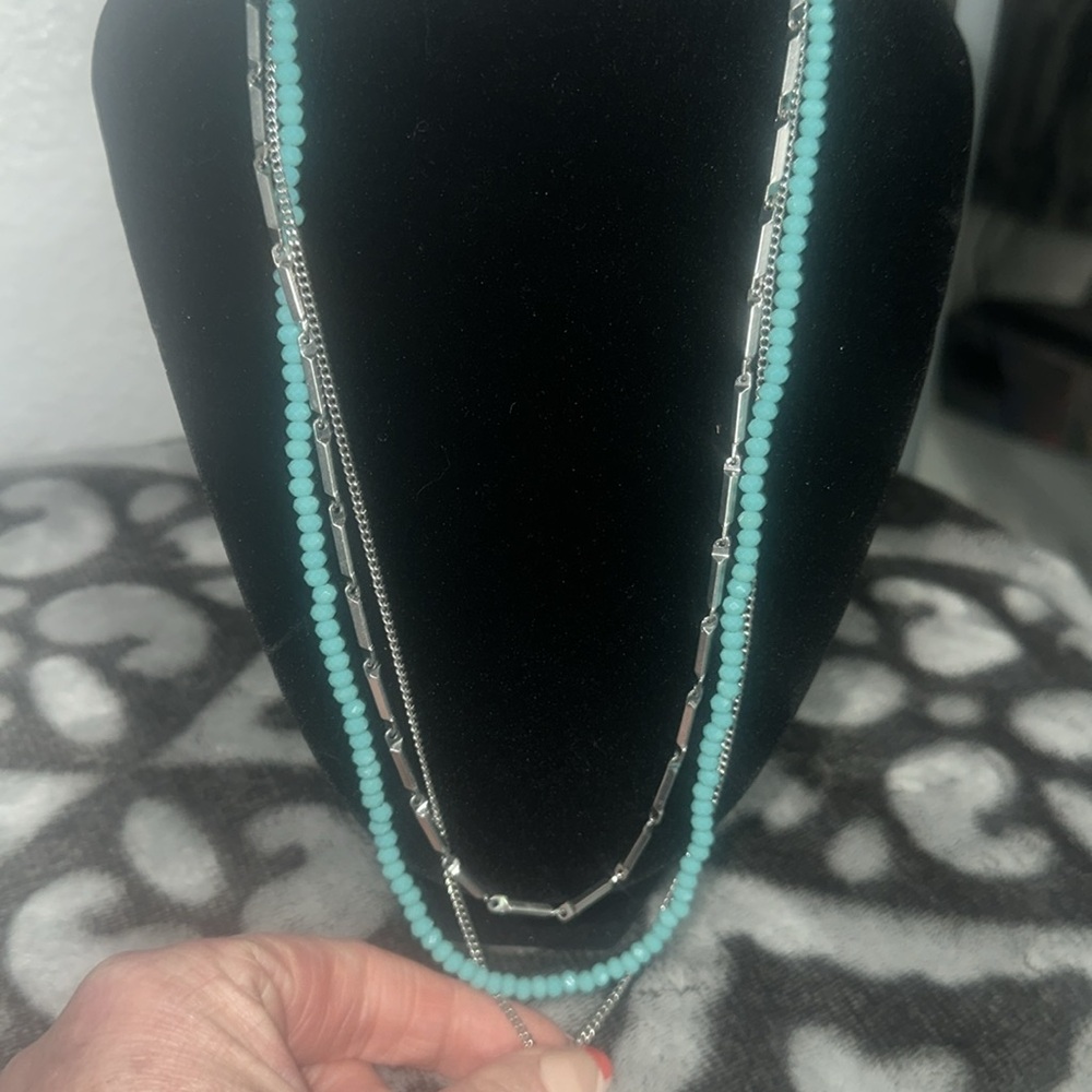 JK by Thirty-One Turquoise and Silver Necklace